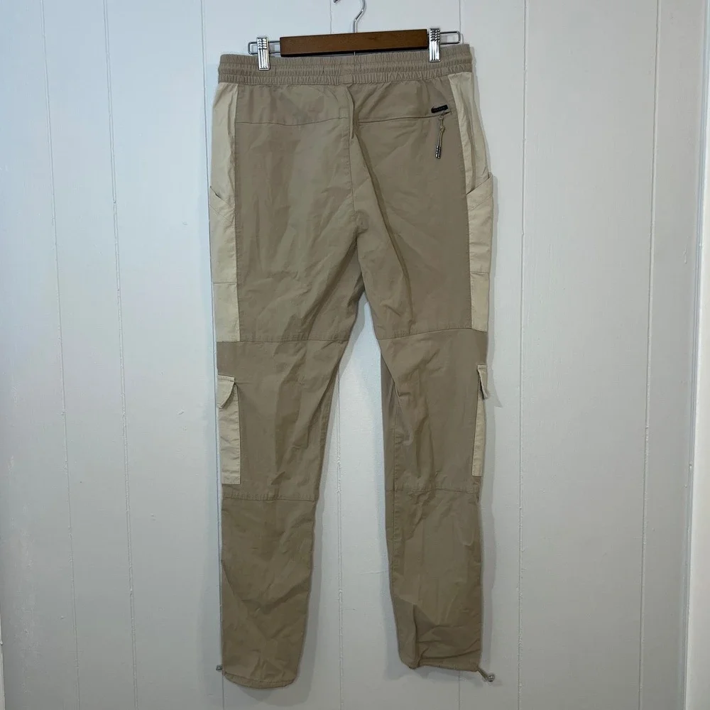PacSun Mens Cargo Jogger Pants Tan‎ Beige Colorblock Utility Techwear Size M - Picture 5 of 7